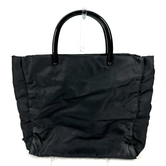 Prada Tote Handles Nylon Black Bag Triangle - Picture 1 of 9